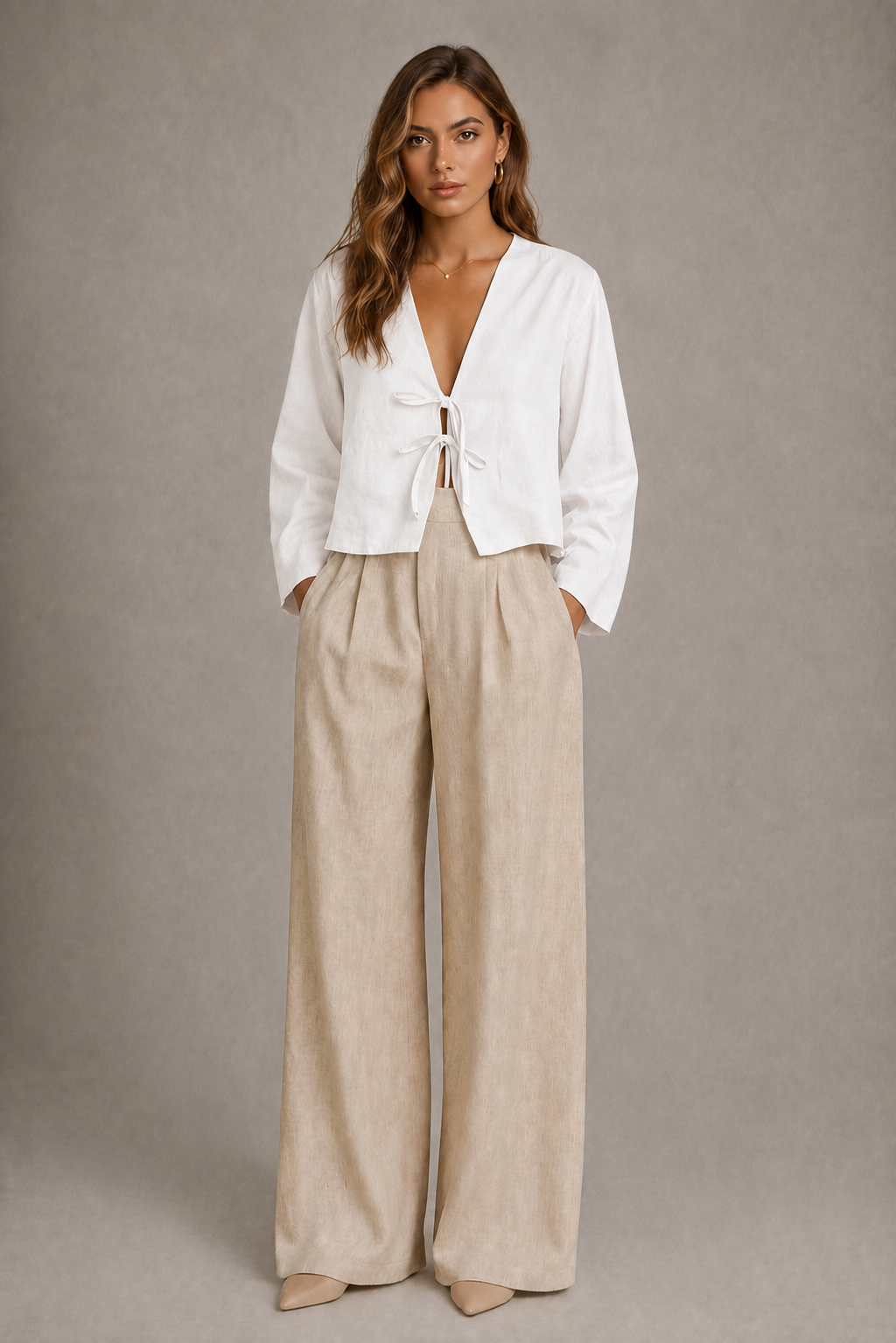 Tie-Front Linen Top