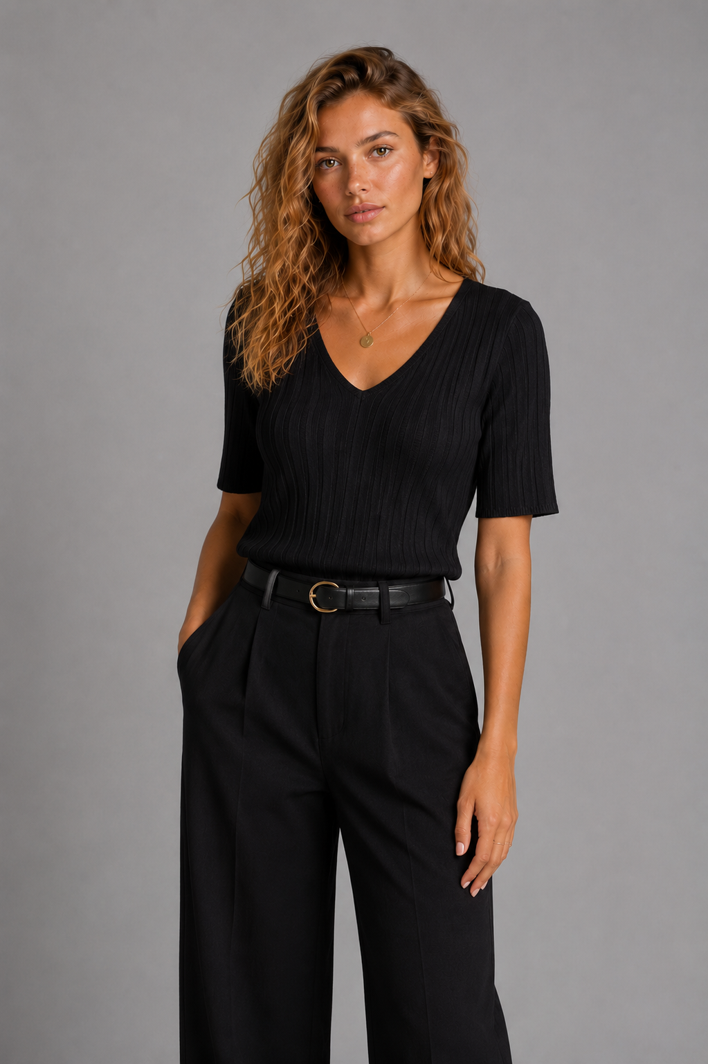 Summer V-Neck Knit Top