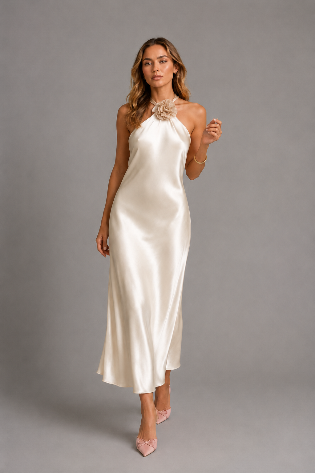 Santorini Satin Midi Dress