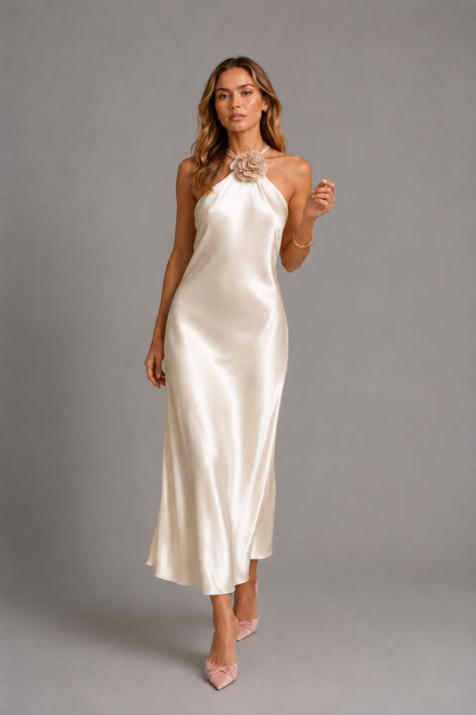 Santorini Satin Midi Dress