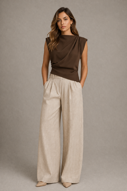 Pleated Shoulder Top
