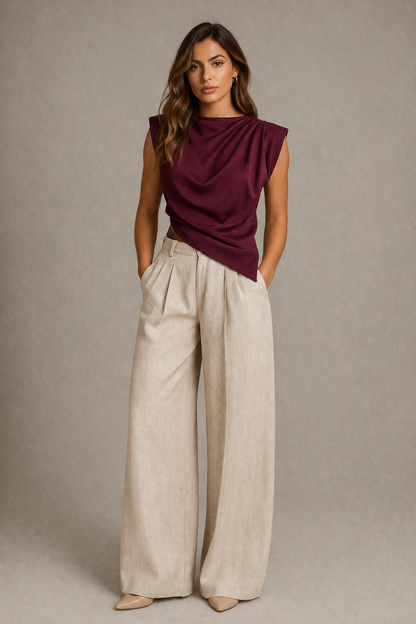 Pleated Shoulder Top