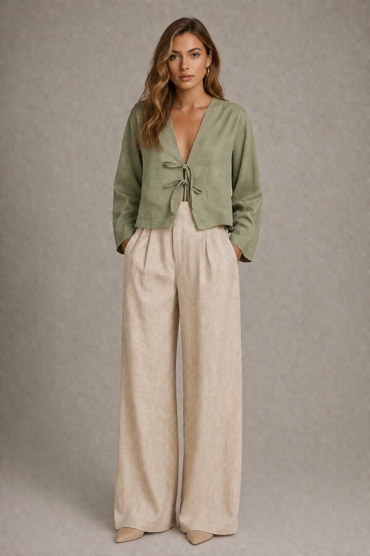 Tie-Front Linen Top