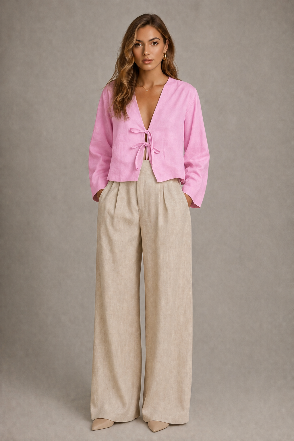 Tie-Front Linen Top