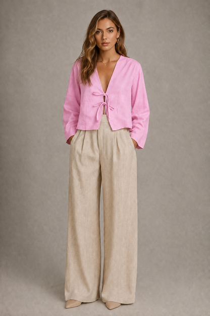 Tie-Front Linen Top