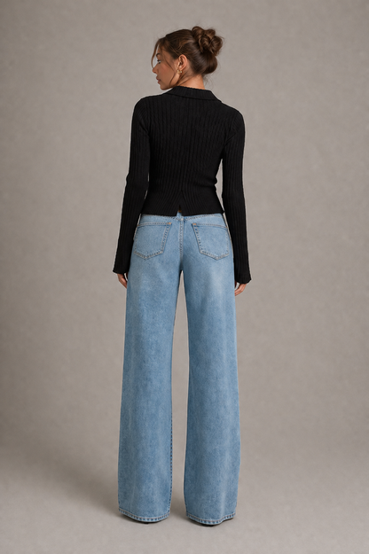 Ribbed Collared Cardigan
